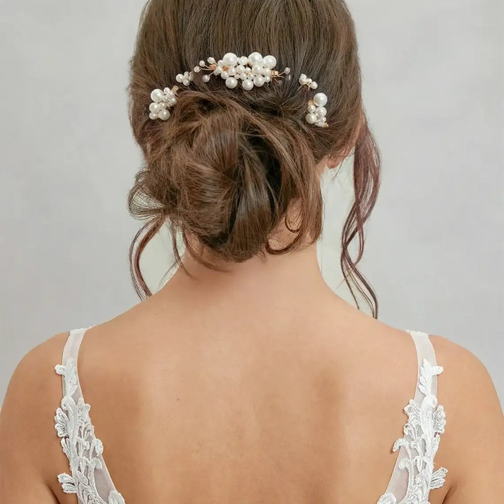 Gold Pearl Hair Comb Set