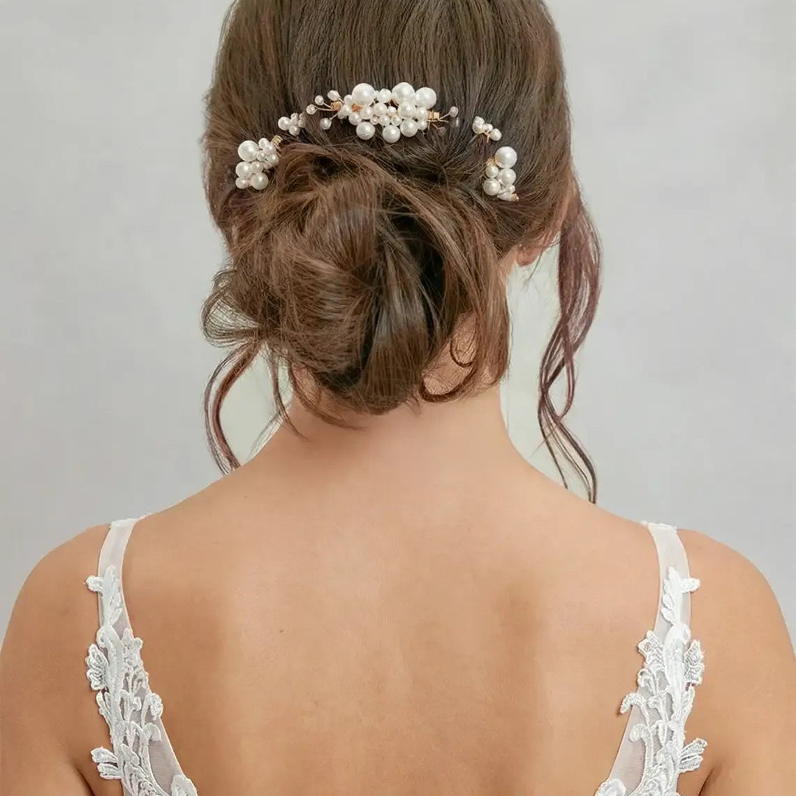 Gold Pearl Hair Comb Set