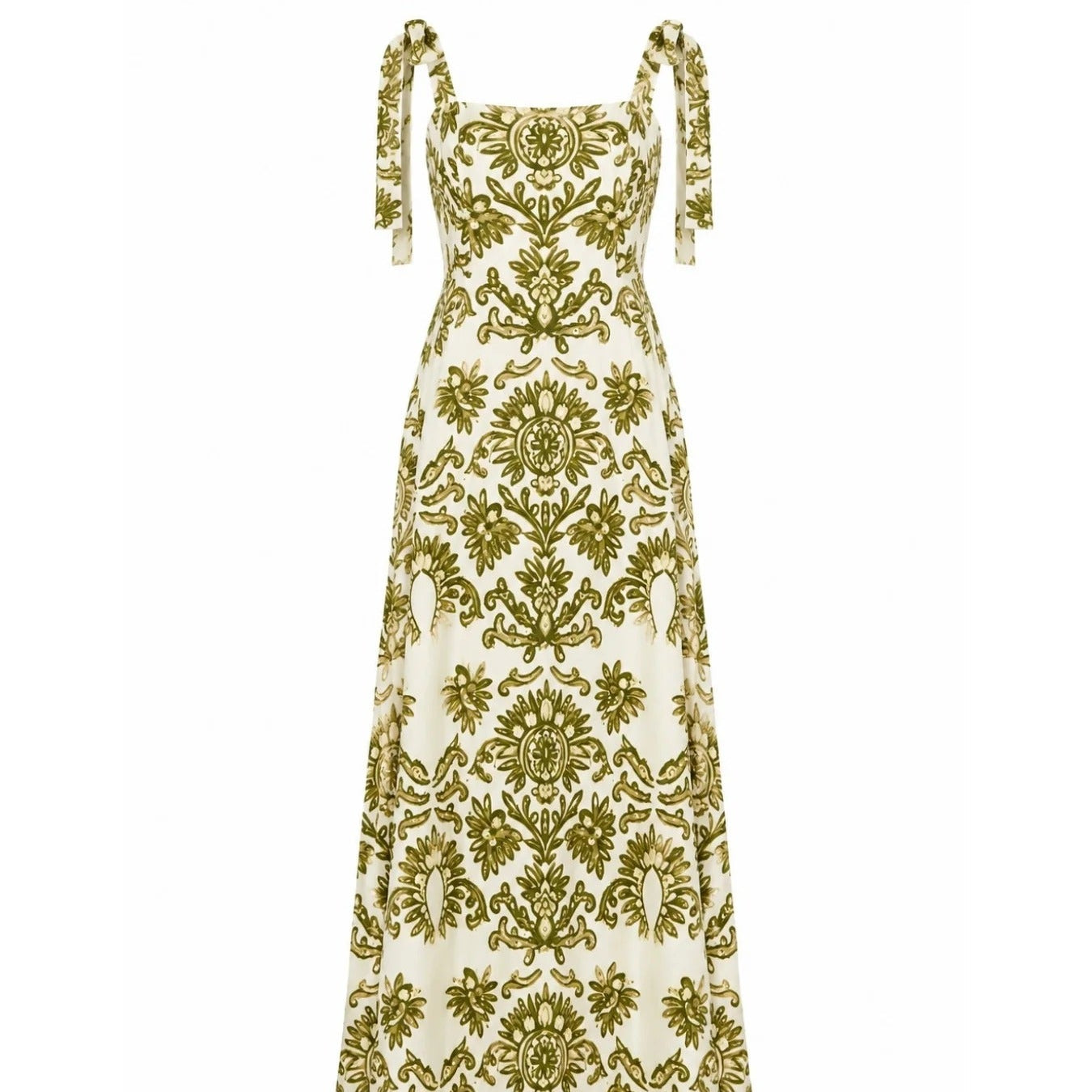 Green Floral Lace Up Camisole Maxi Dress