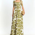 Green Floral Lace Up Camisole Maxi Dress
