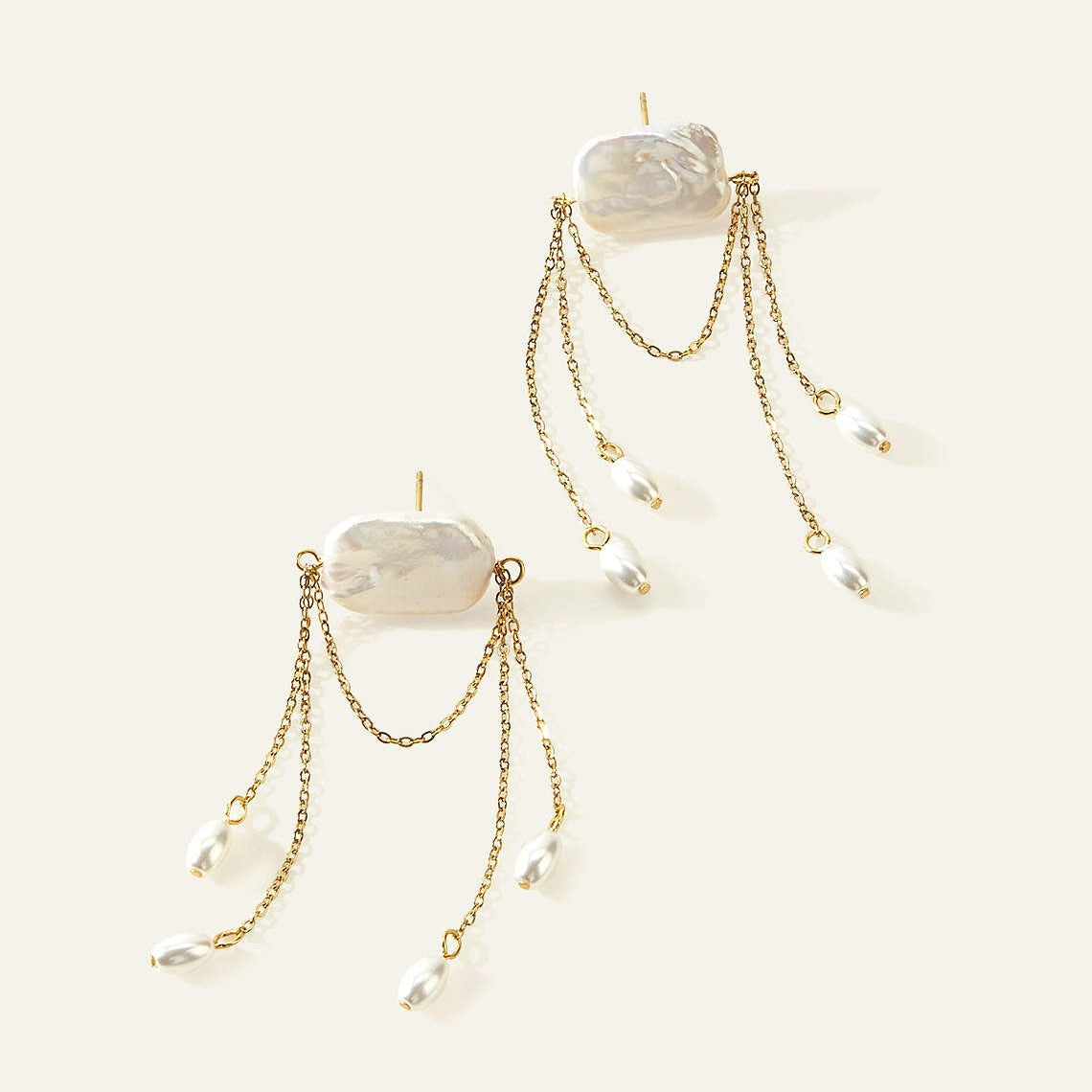 Irregular Pearl Tassel Earrings
