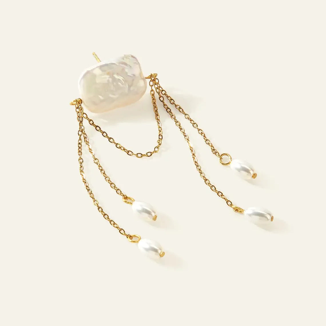 Irregular Pearl Tassel Earrings