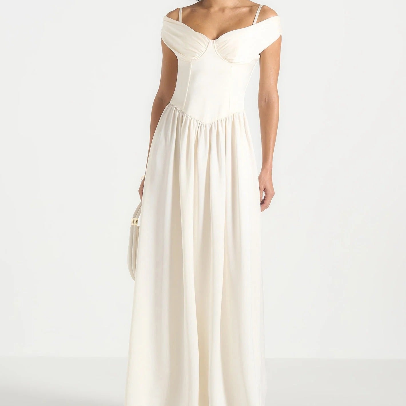 Off The Shoulder Cinched Waist Maxi Dress