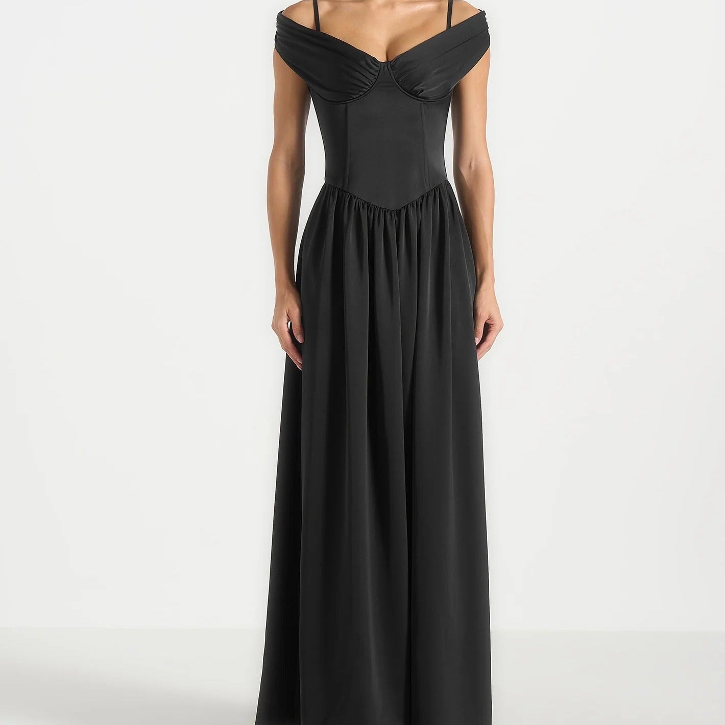 Off The Shoulder Cinched Waist Maxi Dress