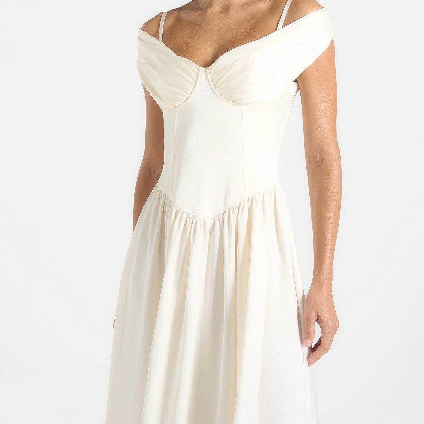 Off The Shoulder Cinched Waist Maxi Dress