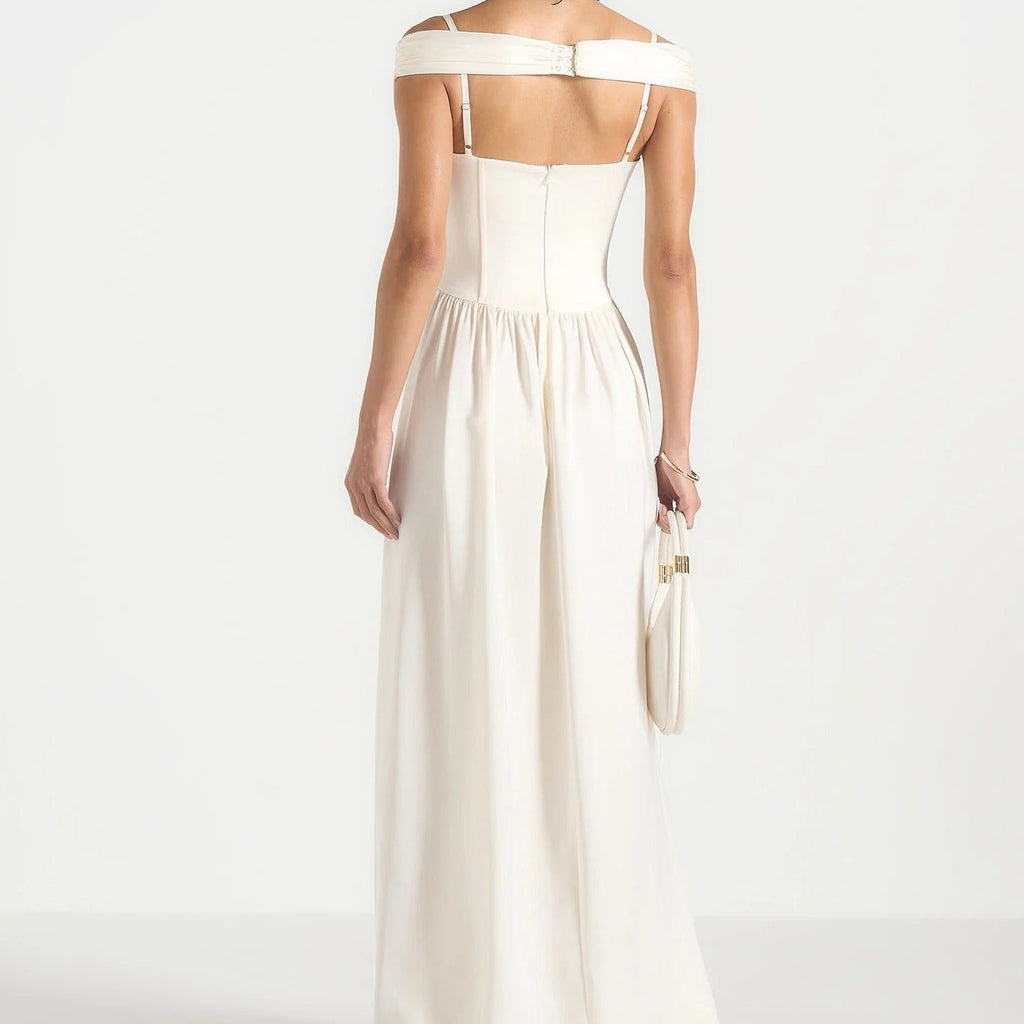 Off The Shoulder Cinched Waist Maxi Dress