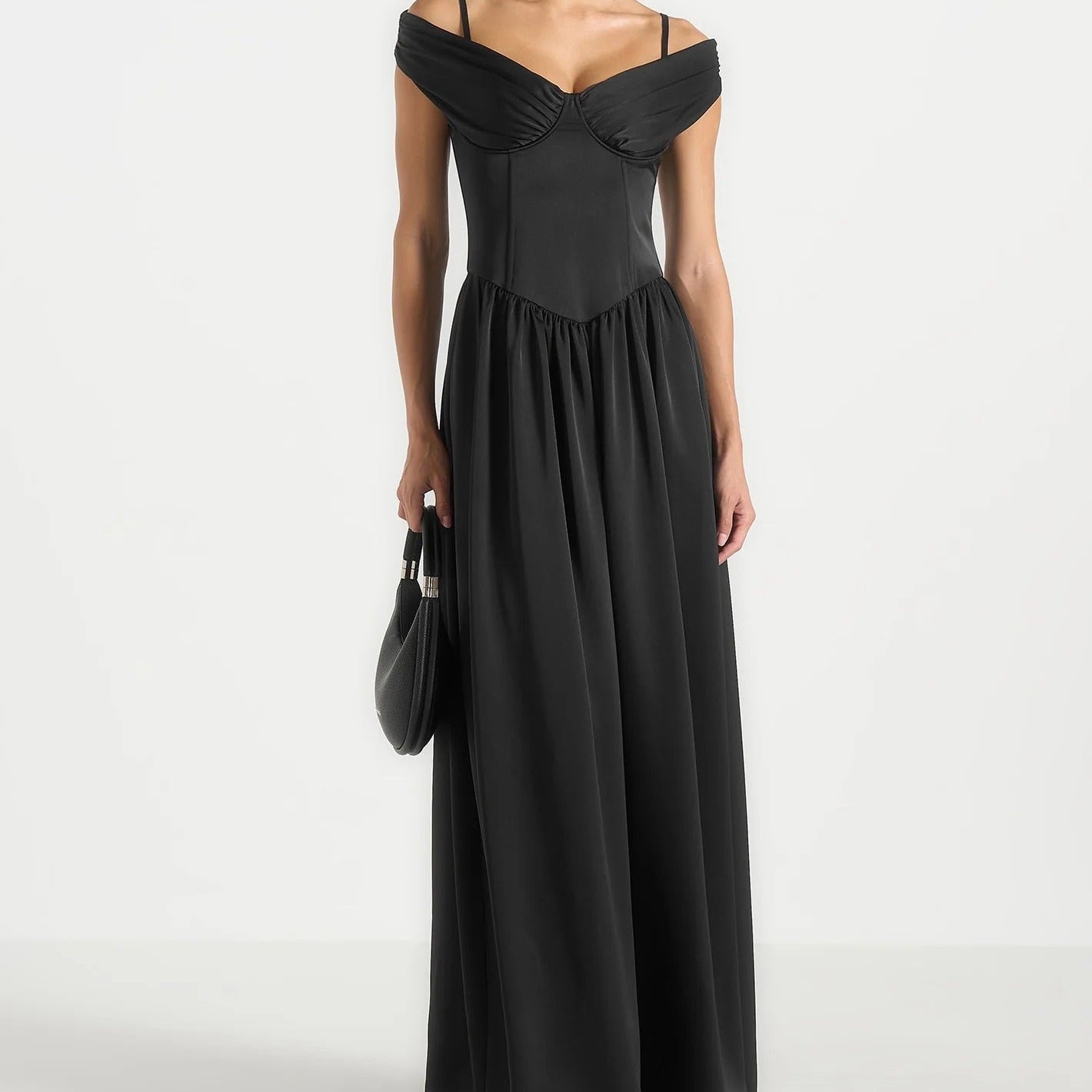 Off The Shoulder Cinched Waist Maxi Dress