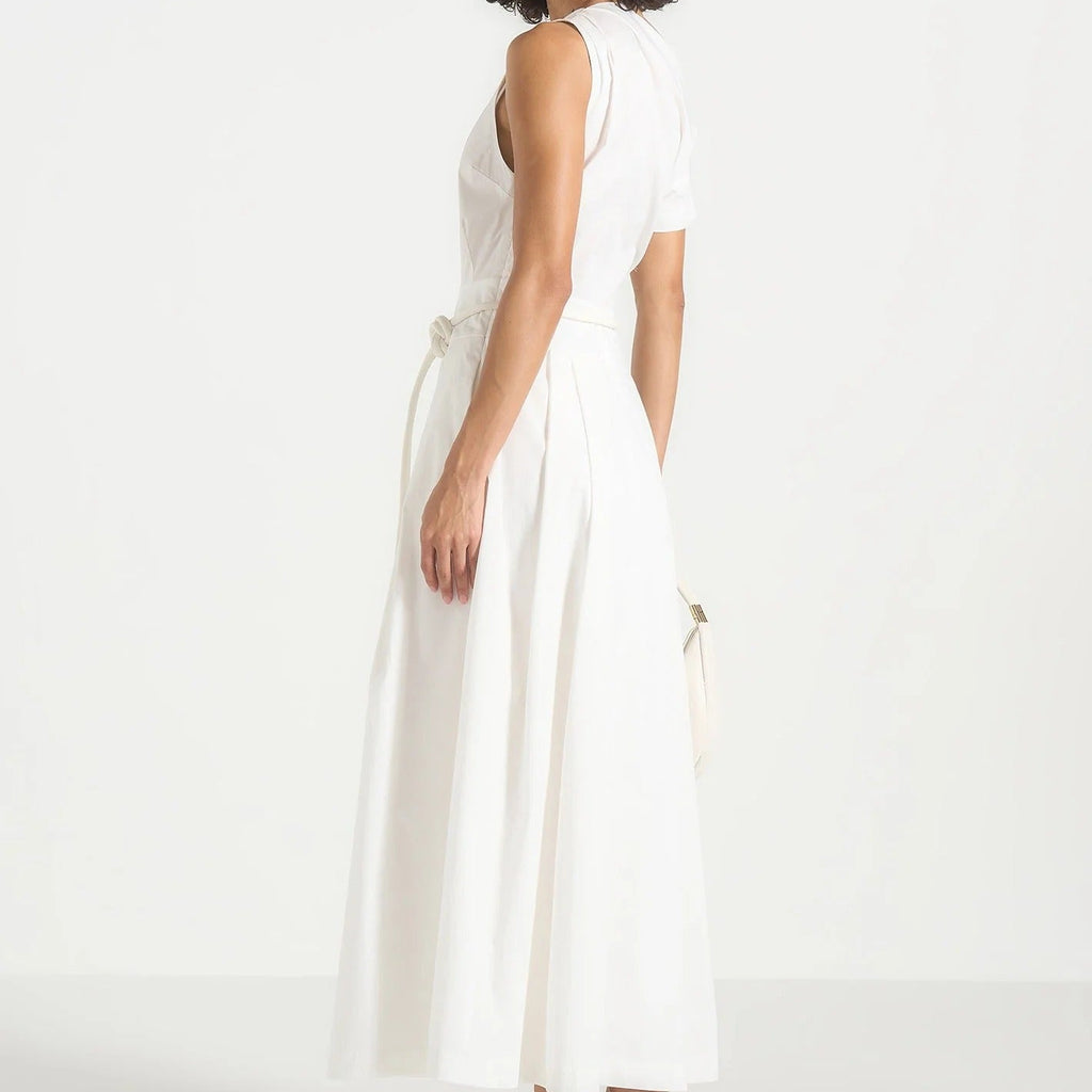 One Shoulder Short Sleeve Midi Dress With Tie Detail