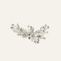 Silver Toned Pearl Hair Clip With Floral And Leaf Motifs