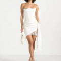 Strapless Lace Panelled Corset Style Mini Dress